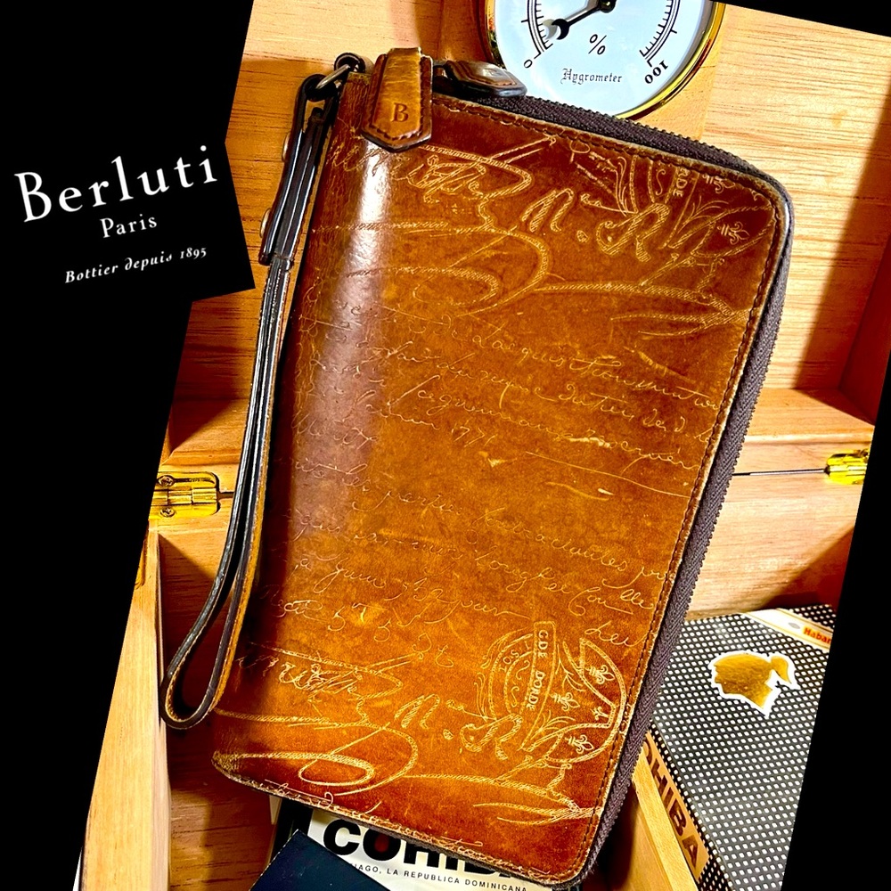 Berluti Tali Scritto Double Zip Long Wallet